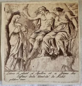 LATONE SE PALINT A APOLLON ET A DIANE POLIDORO MARABOTTINI CALCOGRAFIA 1840 CIRC - Imagen 1 de 1