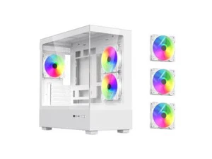 DIYPC ARGB-N1-W White USB3.0 /Type C Micro ATX Gaming Computer Case w/ Frameless - Picture 1 of 5
