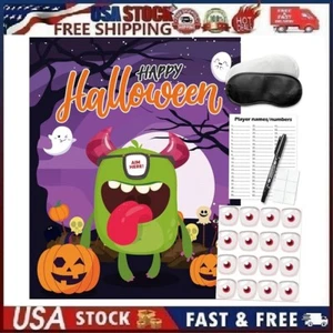 Halloween Party Games for Kids Halloween Game Pin the Eye on the Monster Game - Picture 1 of 18