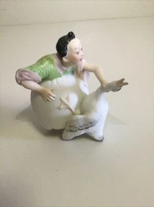 Antique Schafer & Vater German Porcelain Asian Man with Goose Figural Creamer - Picture 1 of 12