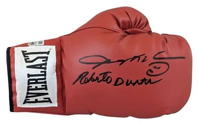 Sugar Ray Leonard & Roberto Duran Signed Red Right Hand Everlast Glove BAS Wit - Image 1 of 2