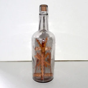 Antik Flasche Whimsey Puzzle Glas Holz Kreuzleiter Volk Außenseiter Kunst - Bild 1 von 11