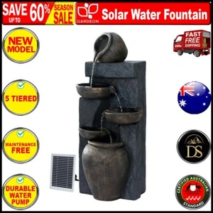 Gardeon Solar Water Fountain Features Outdoor 5 Tiered Cascading Bird Bath New.. - Picture 1 of 11