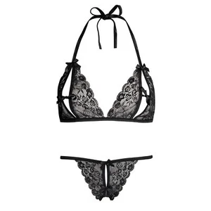 Lovehoney Sexy Lingerie Bra Set - Peek a Boo Crotchless G-String - Size 18-22 - Picture 1 of 8