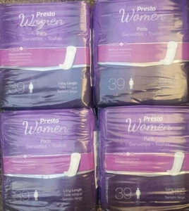 Presto Pads 4 Packs Incontinence Maximum Absorbency Long 14" Drylock 4/39ct - Picture 1 of 5