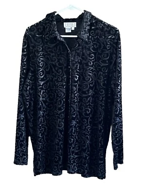 Blusa Jennifer Moore Mujer’s L Negra Estampado Terciopelo Elevado Corea De Colección Foto 1 de 4