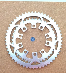 Vintage Sugino Chainring 53t and 42t Tooth 110 BCD Bike 80s aluminium, light use - Picture 1 of 2