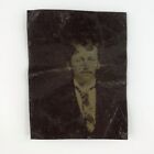 Bent Hated Necktie Man Tintype c1870 Antique 1/16 Plate Portrait Photo B3135
