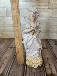 Vintage Victorian Lady Vase Planter Pink Ruffles  - Picture 1 of 8