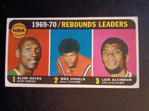 1970-71 Topps basketball Rebounds Leaders Elvin Hayes/Unseld/Alcindor #5- EX+