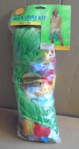 HULA SKIRT KIT 5pc Halloween Outfit Costume Size Adult Hawaiian Hula Luau NIB - Picture 1 of 9