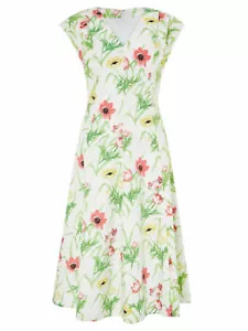 John Lewis Floral Monica Anemone Print Dress In White Multi - UK 10 RRP £150 - Picture 1 of 4