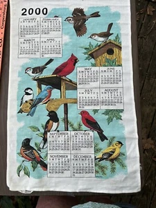Calendario de Pared Colgante 2000 Kay Dee Pájaros Lino Mezcla Algodón - Imagen 1 de 7
