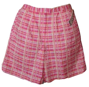 Golf Shorts Women Size 12 Allyson Whitmore Pink Yellow Plaid High Waist Mom New - Picture 1 of 3