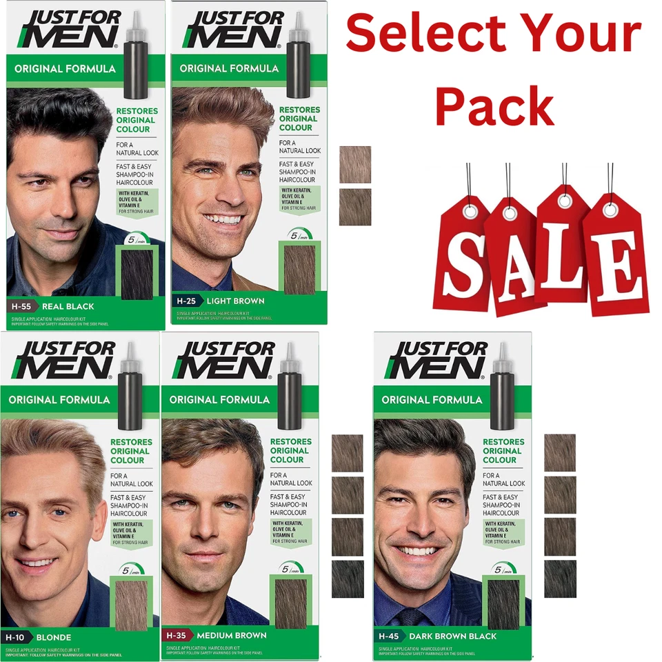 JUST FOR MEN Original Formula Hair Dye For Natural Look Brown Black H25 H35 H55