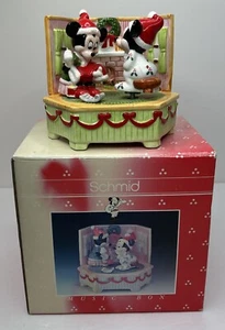 Schmid Disney Mickey & Minnie Checking List Music Box “The Christmas Song “ Vtg. - Picture 1 of 8