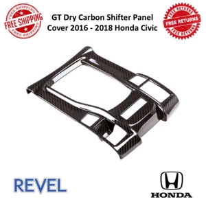 Revel GT Dry Carbon Shifter Panel Cover UV Coating For 16-18 Honda Civic Type R - Picture 1 of 8
