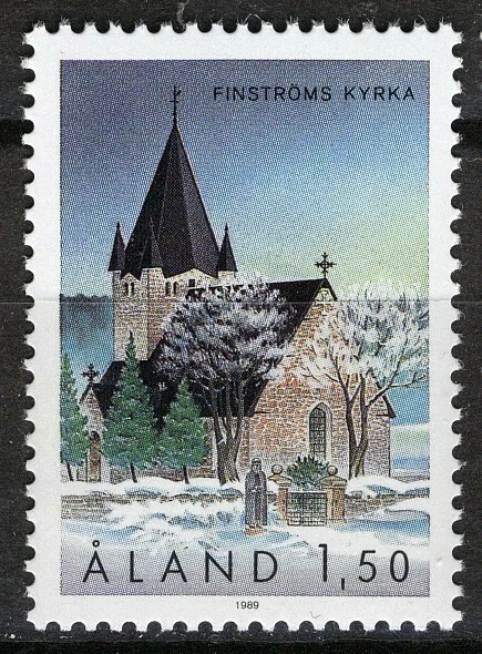 Aland, Åland 1989,1,50 米建筑,Finström Churche VF MNH,Mi 37 — 第 1/1 张图片