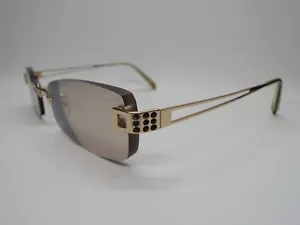 KIKU Japan 1854 Rectangle Rimless Gem Stone Modern Gold Eye/Sunglasses Frame - Foto 1 di 12