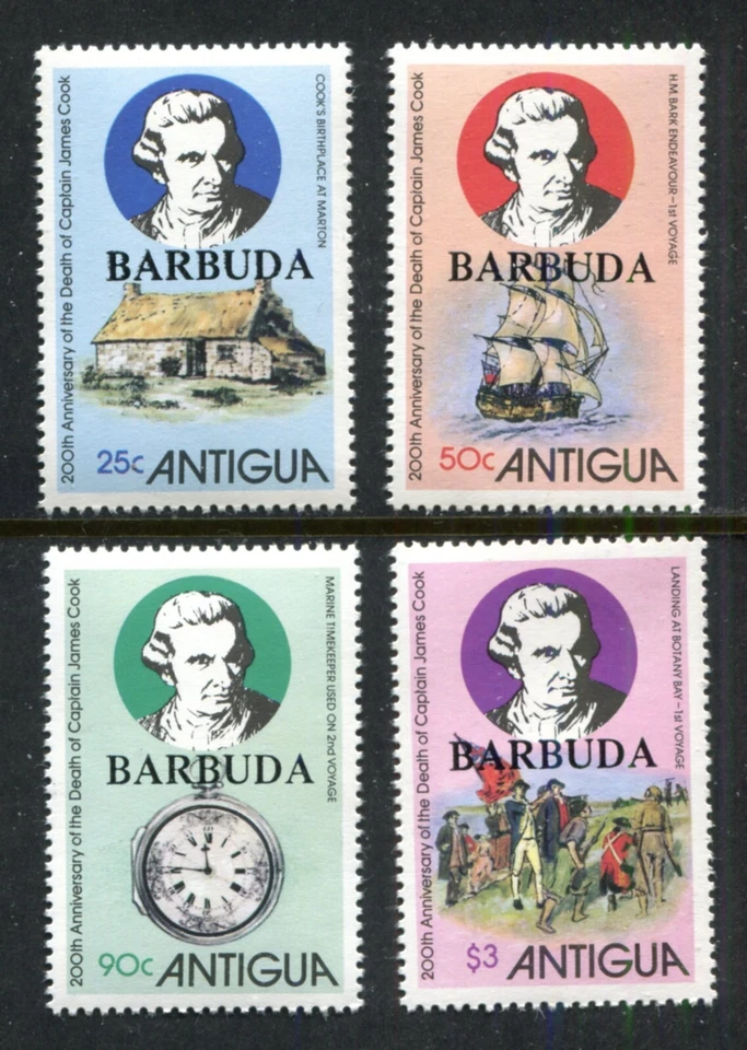 Barbuda 404-407, MNH, $5.40 Captain James Cook, Bicentenary of the death, x44581 - Image 1 of 1