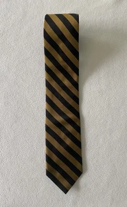 Valentino Necktie Striped Silk Black Gold Made In Italy # - Picture 1 of 6