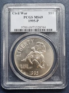 1995 P One Dollar Silver Commemorative CIVIL WAR - PCGS MS69 - #92475 - Picture 1 of 2