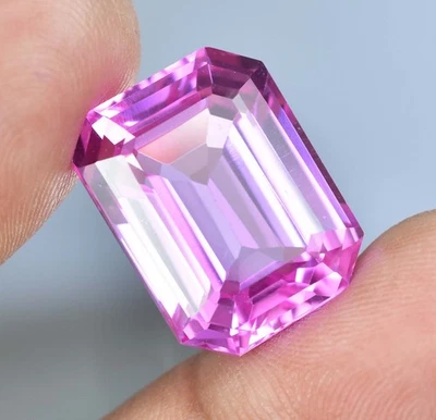Flawless 25.00 Ct Natural Pinkish Morganite Emerald Cut Certified Loose Gemstone - Image 1 of 4