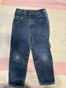 Vintage Tommy Hilfiger Boys Girls Jeans Carpenter Sz 6 Blue Denim Cotton Zip - Picture 1 of 3