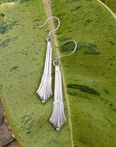 Elegant Upcycled Vintage Teaspoon Long Sterling Silver  Earrings .A3b - Bild 1 von 7