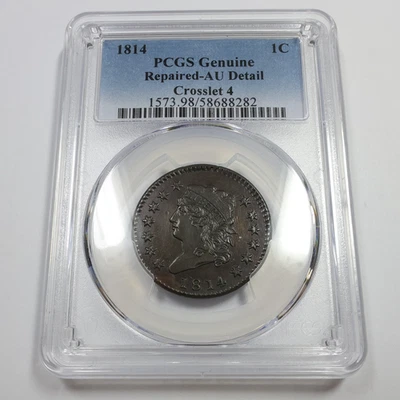1814 P PCGS AU Detail - Crosslet 4 Classic Head Large Cent 1c US Coin #55311B - Image 1 of 4