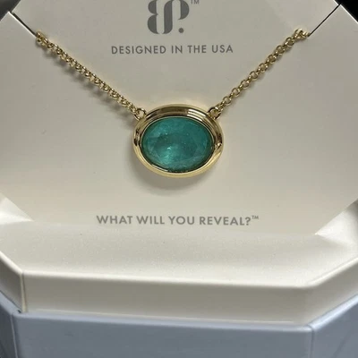 Collar Bomb Party The Pause Before Thunder NK1497 Aqua Calcedonia Chapado en Oro Foto 1 de 2