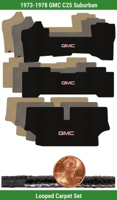 Juego de alfombrillas clásicas personalizadas para '73-78 GMC C25 Suburban con logotipo (3 piezas) #MUX Foto 1 de 4