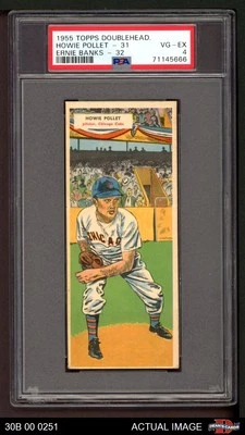 1955 Topps DoubleHeader #31 Ernie Banks / 32 - Cubs / Cubs HOF PSA 4 - VG/EX - Image 1 of 2