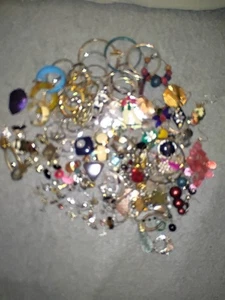 Large Lot Of Costume Scrap Earrings- most Single Untested Posts, Hoops, Clipon - Picture 1 of 24