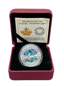 2014 O Canada - The Wolf Under The Northern Lights Pure Silver Coin - Picture 1 of 3
