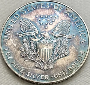 1997 American Silver Eagle BU Heavy Toning Beautiful Color - Picture 1 of 4