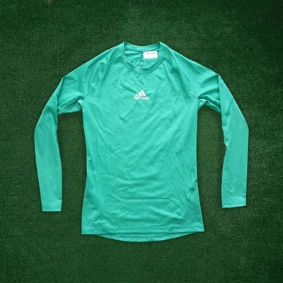 Camiseta de compresión manga larga Adidas Alphaskin verde Climalite Techfit para hombre Foto 1 de 3