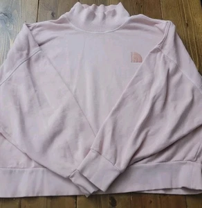 THE NORTH FACE Pale Pink Sweatshirt Boxy Dolman Sleeve Mock Neck Women's  Large - Picture 1 of 4