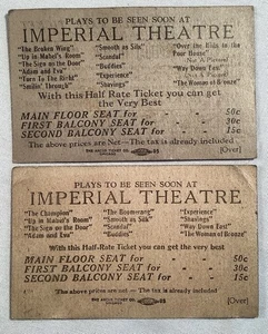 Vintage 1920s Shepard of the Hills 2 Tickets Imperial Theatre Chicago Illinois - Bild 1 von 2
