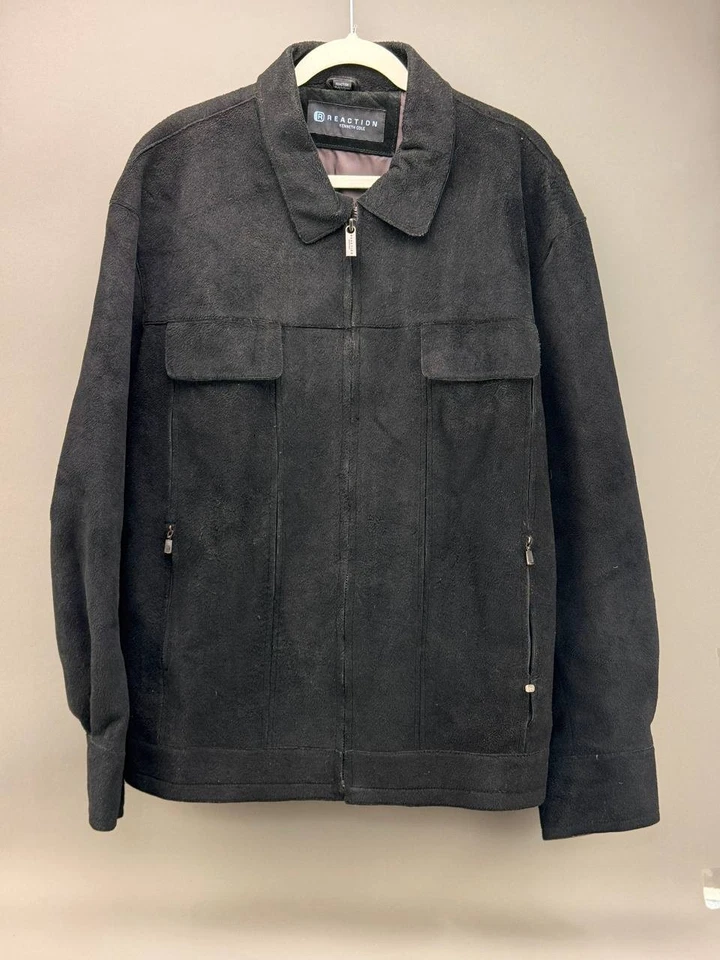 Kenneth Cole Reaction Mens Black Full Zip Suede Jacket Size 3XB - Image 1 of 4