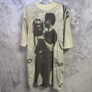 Vintage AOP T Shirt Mens 2XL 24.5x34 Newspaper Rigollo Europe All Over Print - Picture 1 of 15