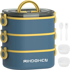 Bento Box Lunchbox 3‑lagig 2,6L stapelbar auslaufsicher mikrowellengeeignet - Bild 1 von 15