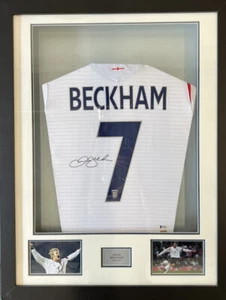 David Beckham Signed England National Team (Framed) Jersey BECKETT BAS - Picture 1 of 3