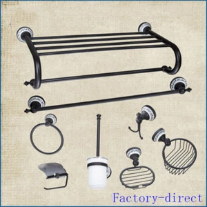Accesorios de baño toallero/anillo soporte de papel soporte para cepillo de inodoro juego de 7 piezas - Imagen 1 de 12
