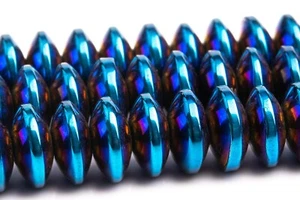 8x3MM Blue Hematite Beads Grade AAA Rondelle Gemstone Loose Beads - Picture 1 of 4
