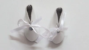 Shoes Long 62 Large 22 PU Leather White for Antique Dolls - Picture 1 of 1