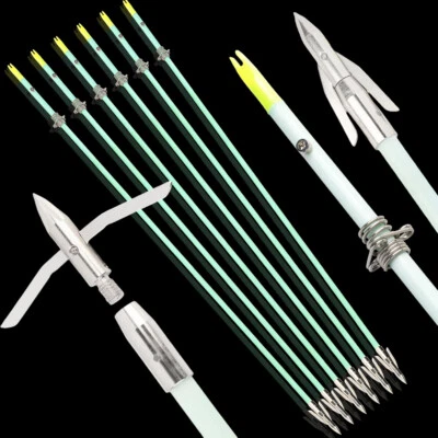 36'' Luminous Bowfishing Arrows Solid Fiberglass Blade Broadhead Fish Hunting - Image 1 of 4