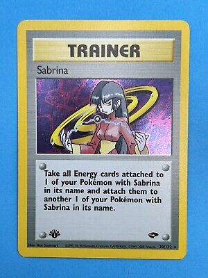 SABRINA Pokemon Card - 1st Edition - Gym Challenge - 20/132 - HOLO - NM