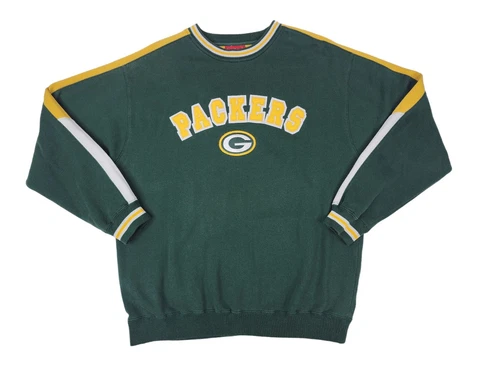 Vintage Green Bay Packers Ringer Sweatshirt Large Embroidered Arch Logo Y2K Cover