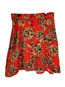 Dotti Skirt Womens Short Size 10 Red Floral - Picture 1 of 4